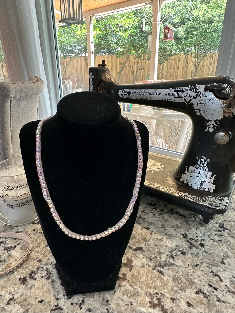Iridescent Pink Crystal Tennis Necklace - Shimmering Sparkle